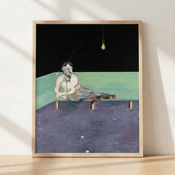 Abstract portrait of a figure with dark, gestural brushstrokes and a faceless composition in muted earth tones and blacks, evoking a moody, expressionist aesthetic.