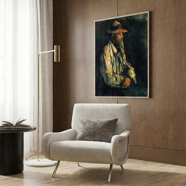 Vintage master portrait art print featuring careful brushwork and subdued palette of ochre, brown, and slate blue tones.