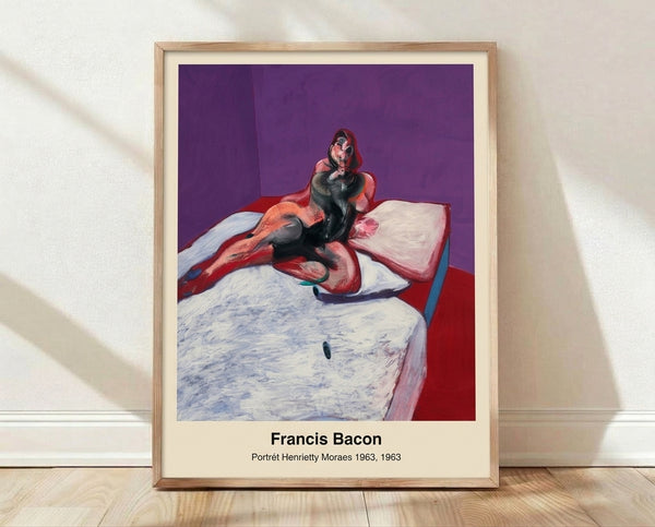 Abstract portrait of a woman with raw, emotionally intense expression rendered in ochre, grey, and burnt orange tones; modern framed art print on wall.