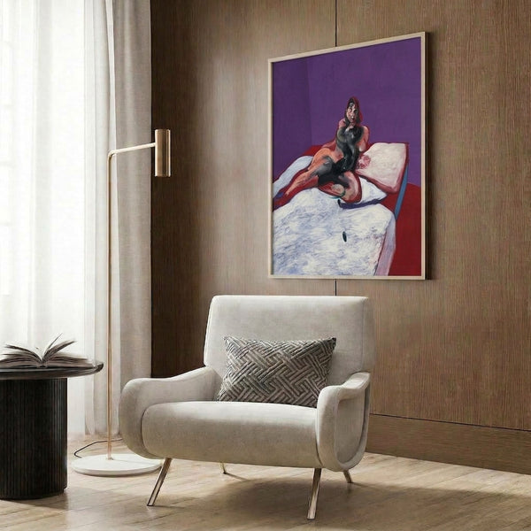 Moody figurative artwork in browns and blacks showing a fragmented human form with gestural mark-making, creating an unsettling yet compelling composition when framed.