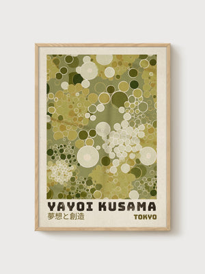Yayoi Kusama Print poster in oak frame