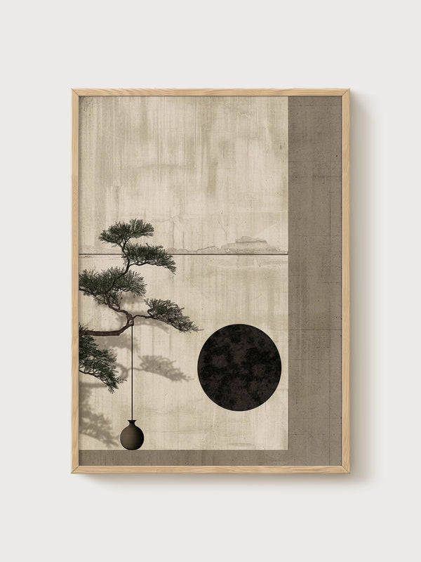 Bonsai Tree Print poster in oak frame