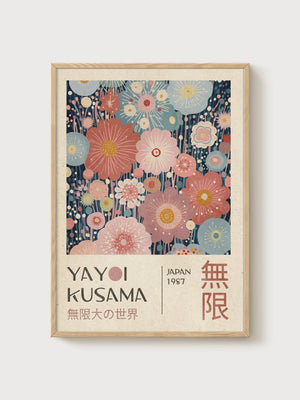 Yayoi Kusama Print poster in oak frame