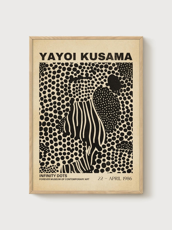Yayoi Kusama Print poster in oak frame