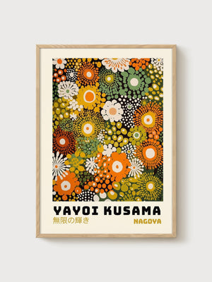 Yayoi Kusama Print poster in oak frame