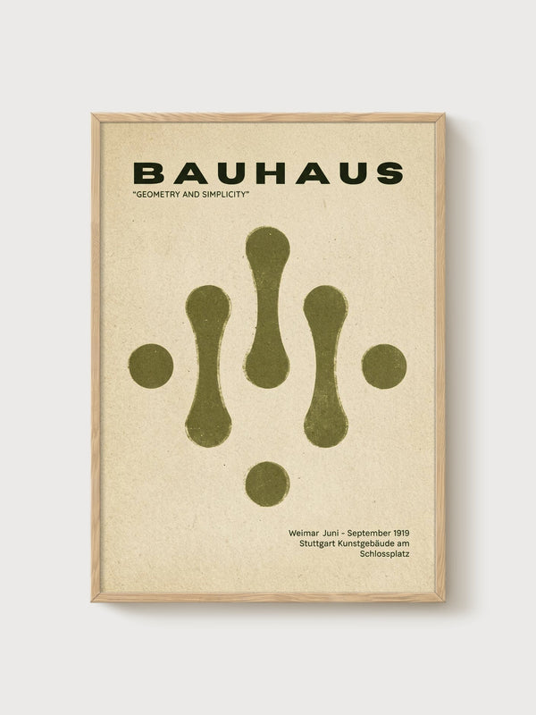 Bauhaus Print poster in oak frame