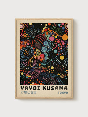 Yayoi Kusama Print poster in oak frame