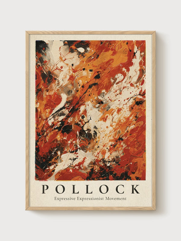 Jackson Pollock Print poster in oak frame