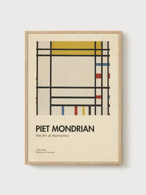Piet Mondrian Print poster in oak frame