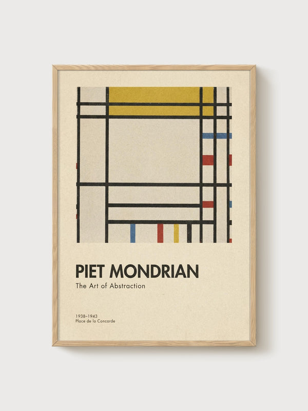 Piet Mondrian Print poster in oak frame