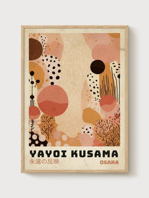 Yayoi Kusama Print poster in oak frame