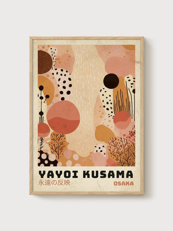 Yayoi Kusama Print poster in oak frame