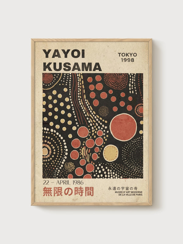 Yayoi Kusama Print poster in oak frame