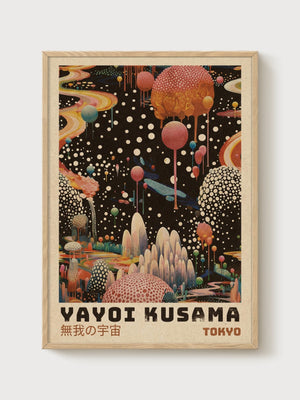 Yayoi Kusama Print poster in oak frame