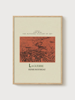 Henri Rousseau The War Print poster in oak frame