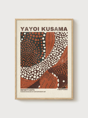 Yayoi Kusama poster in oak frame