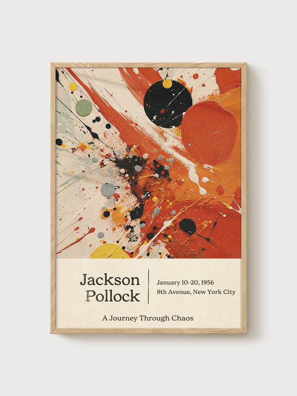 Jackson Pollock Print poster in oak frame