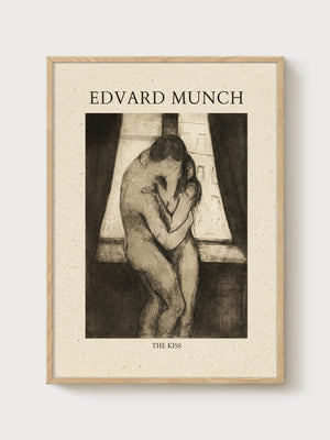 Edvard Munch The Kiss Print poster in oak frame