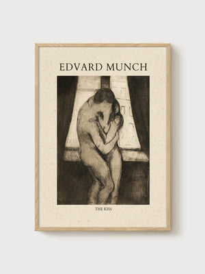 Edvard Munch The Kiss Print poster in oak frame