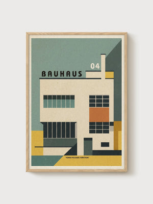 Bauhaus Print poster in oak frame