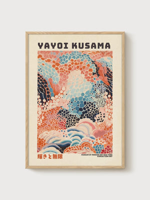 Yayoi Kusama Print poster in oak frame