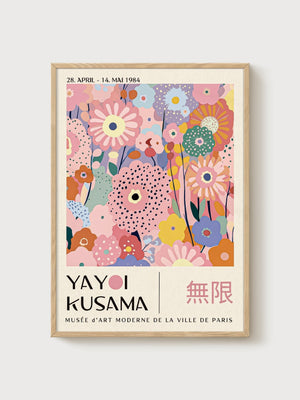 Yayoi Kusama Print poster in oak frame