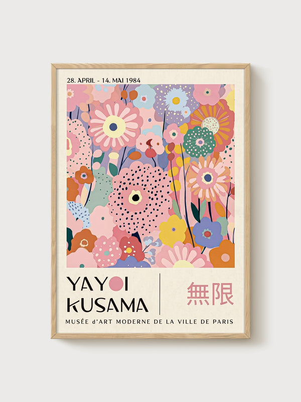 Yayoi Kusama Print poster in oak frame