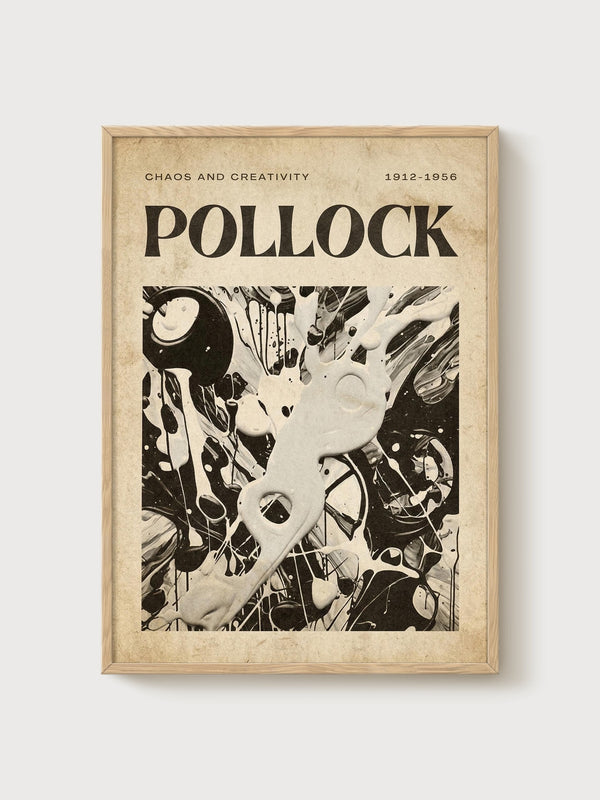 Jackson Pollock Print poster in oak frame