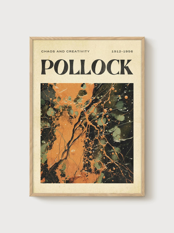 Jackson Pollock Print poster in oak frame