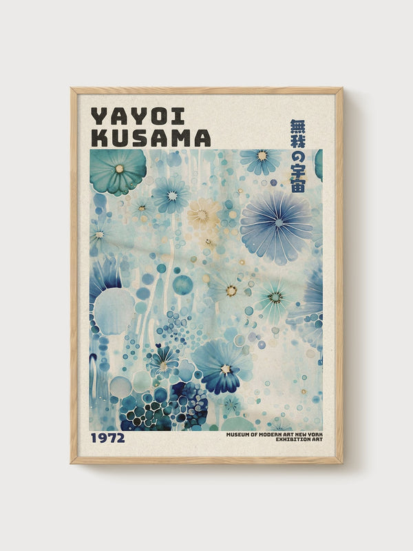 Yayoi Kusama Print poster in oak frame