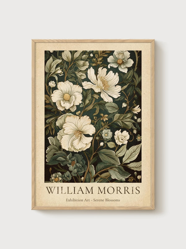 William Morris Print poster in oak frame