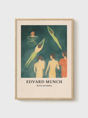 Edvard Munch Boys Bathing Print poster in oak frame