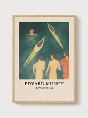 Edvard Munch Boys Bathing Print poster in oak frame