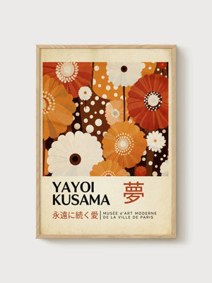 Yayoi Kusama Print poster in oak frame