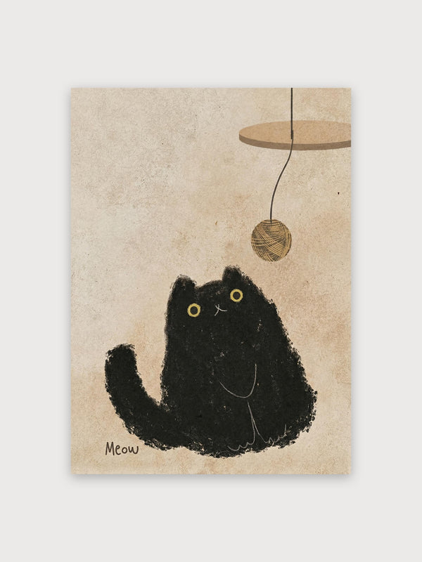 Black Cat Yarn Print - Digital Download