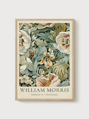 William Morris Print poster in oak frame