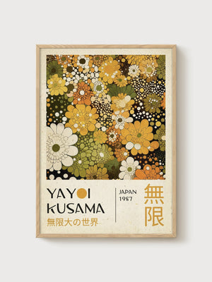 Yayoi Kusama Print poster in oak frame