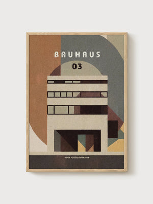 Bauhaus Print poster in oak frame