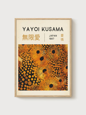 Yayoi Kusama Print poster in oak frame