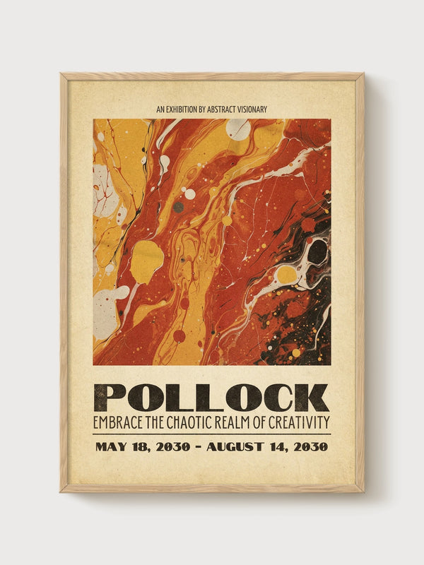 Jackson Pollock Print poster in oak frame