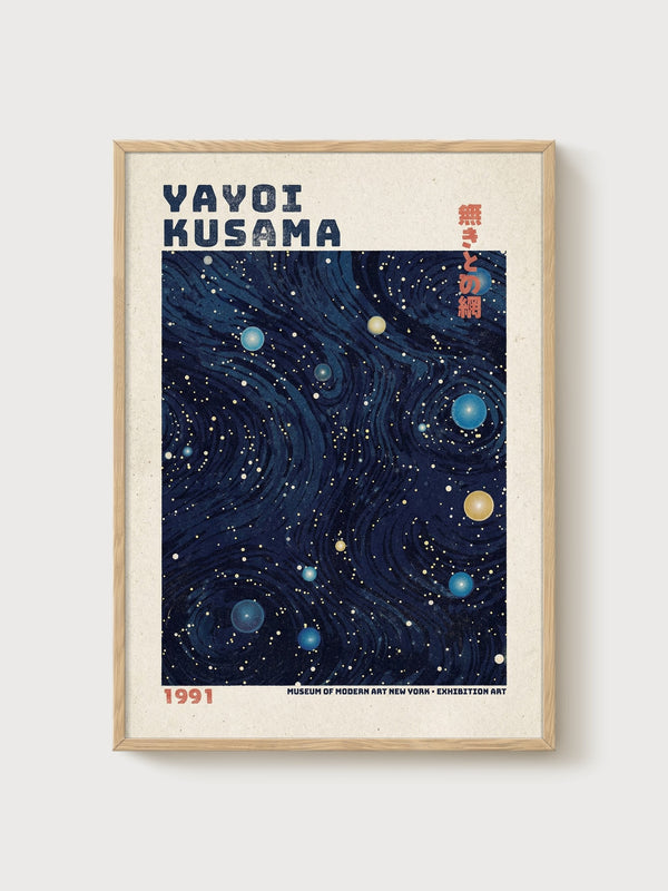 Yayoi Kusama Print poster in oak frame