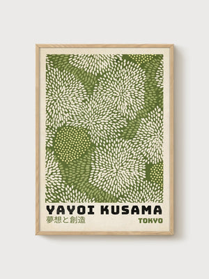 Yayoi Kusama Print poster in oak frame