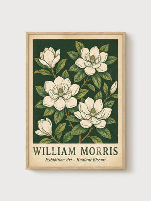 William Morris Print poster in oak frame