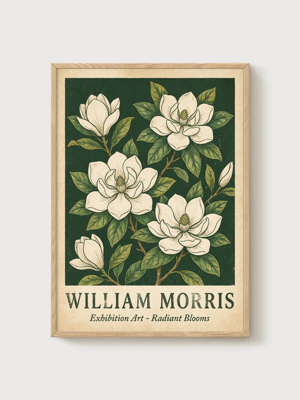William Morris Print poster in oak frame