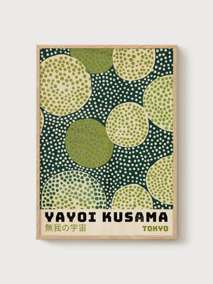 Yayoi Kusama Print poster in oak frame