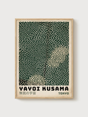 Yayoi Kusama Print poster in oak frame