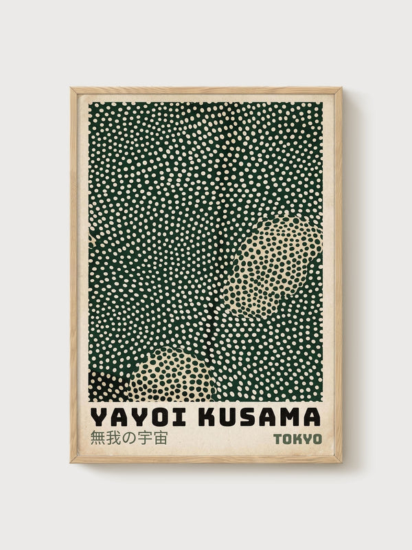 Yayoi Kusama Print poster in oak frame