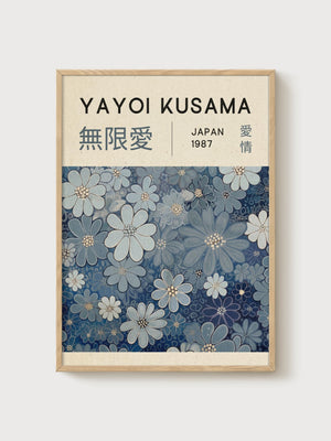 Yayoi Kusama Print poster in oak frame