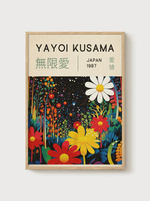 Yayoi Kusama Print poster in oak frame