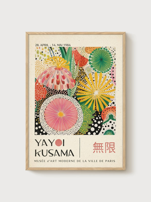 Yayoi Kusama Exhibition Poster poster in oak frame